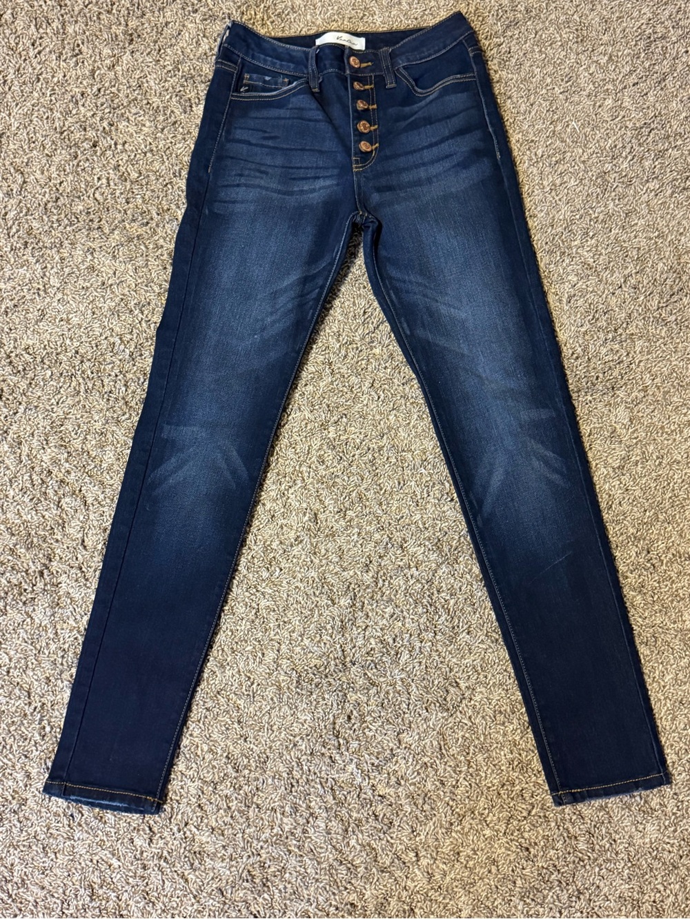 KanCan Dark Blue Skinny Jeans with Button Fly